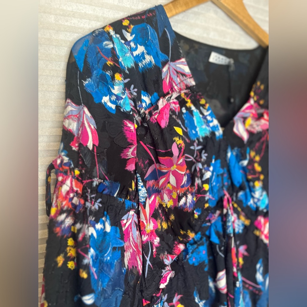 Tanya Taylor Dutch Garden floral print v neck top silk cotton blend crop style - Picture 7 of 13